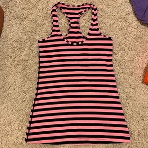 black and pink striped lulu tank